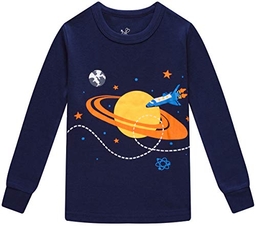 Pajamas For Boys Kids Rocket Airplane Sleepwear Baby Girls Clothes 4 Pieces Pants Set 14T #TOP5