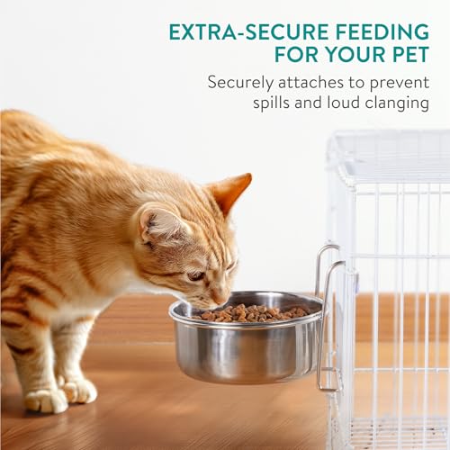 Navaris hängender Hundenapf erhöht - Ø14cm Futternapf für Hund - hängender erhöhter Hundenapf - Fress Napf zum Anhängen für Gitter und Käfig