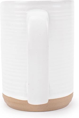 Miniatura 2 de Elanze Designs Juego de 4 tazas de café de cerámica de 16 onzas con fondo de arcilla cruda acanalada alta