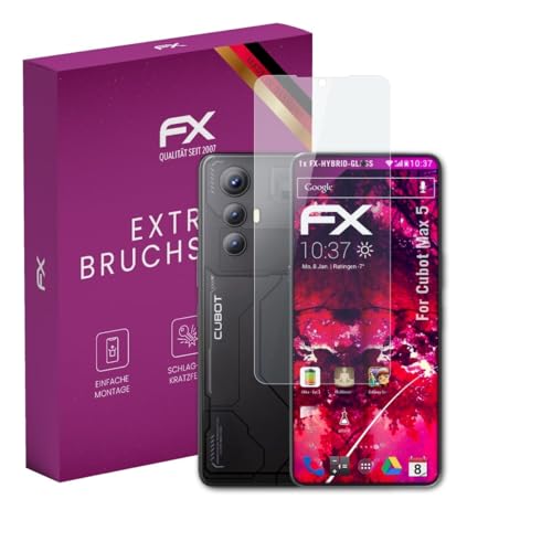 atFoliX Plastic Glass Protective Film compatible with Cubot Max 5 Glass Protector, 9H Hybrid-Glass FX Screen Protector