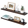 Floating shelves for wall 36 inches long rustic wood floating shelves set of 2 long wooden shelves for fireplace living room bedroom dark walnut  urban country home decor