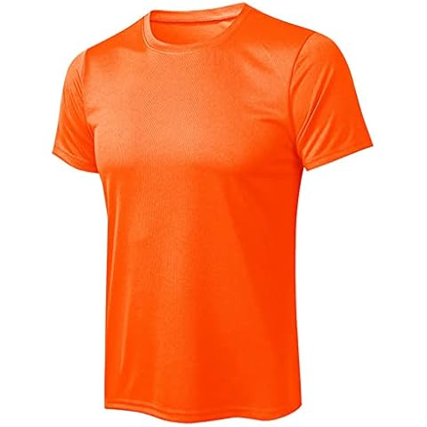 UNeedVog Men's Athletic Short Sleeve T-Shirt Compression Shirts Loose Quick Dry Outdoor Running Tops Orange Cover