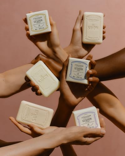 L'OCCITANE Shea Butter Extra-Gentle Hand & Body Soap Bar, Cleanses & Softens Skin, Moisturizing, Soothing Scents, Non-Drying, Vegan