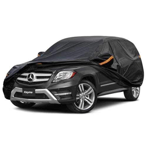 Kayme SUV Car Cover Fit for Mercedes-Benz GLK-Class (2008-2015) Automobiles All Weather Waterproof, Outdoor Cover Sun Rain Protection, with Lock and Z