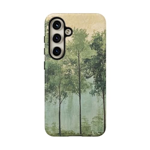 Coque Samsung S24 art mural arbre vert au bureau et en voyage