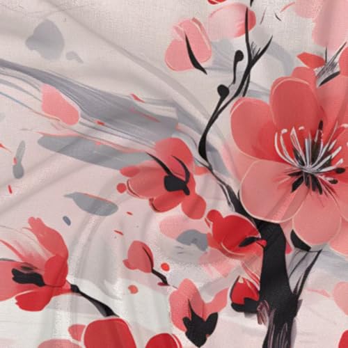 Cherry Blossoms Printed Silk Scarf for Women 23.6x23.6" Satin Head Scarf3
