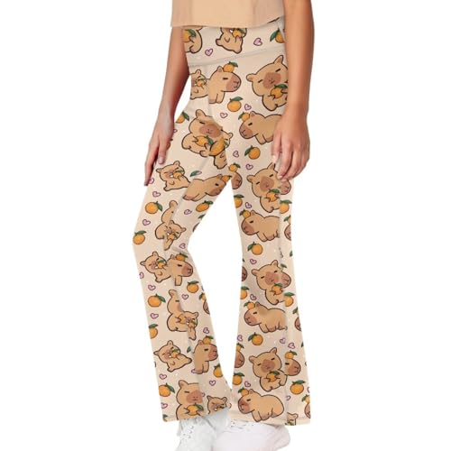 Image of Girls Leggings Floral Print High-Waisted Flared Pants 5-14 Years
