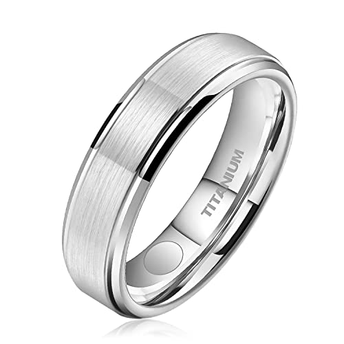 JEROOT Titan Magnetischer Ringe, 5mm Silber Magnetring Herren Damen, Therapeutischer Magnetische Rings Polierter Lifestyle-Ring Starker Magnet (3500 Gauss)