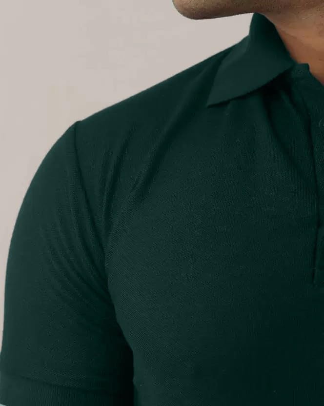 Image of INKKR Men's Polo Neck Half Sleeve Solid T-Shirts