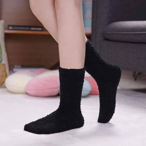 Image of CHOWISH Womens Fuzzy Slipper Socks Super Soft Microfiber Fluffy Cozy Winter Warm Fuzzy Crew Socks