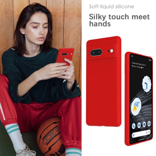 Image of YATWIN Silicone Back Case for Google Pixel 7, Soft-Touch Phone Back Cover for Google Pixel 7 - Red