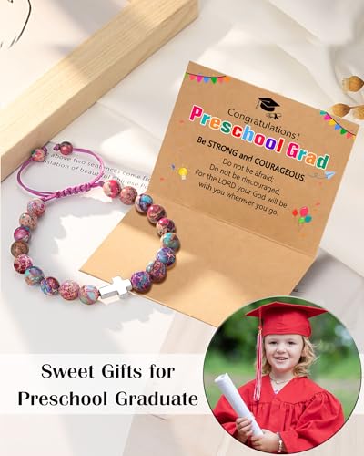 Image of UPROMI Cross Bracelet for Girls Baptism Communion Confirmation Gifts, Kindergarten /Preschool /5th Grade /8th Grade Graduation Gifts