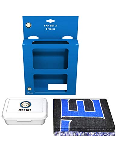 Inter Gift Set Portamerienda y Bufanda Regalo para Fútbol Juventud Unisex, Negro y Azul, Estándar