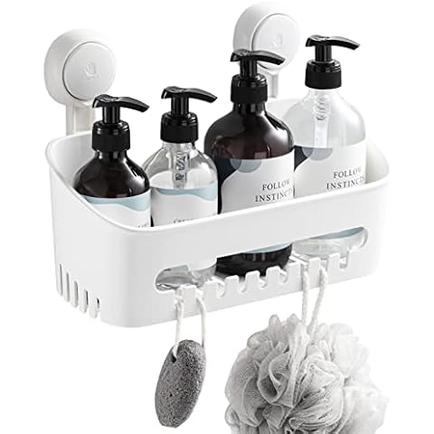 TAILI Shower Caddy Spice rack bathroom organizer Storage Basket DIY Drill-Free Removable Vacuum Suction Cup Wall Shelf for Shampoo & Toiletries Kitchen Bathroom Bedroom Organizer Cover