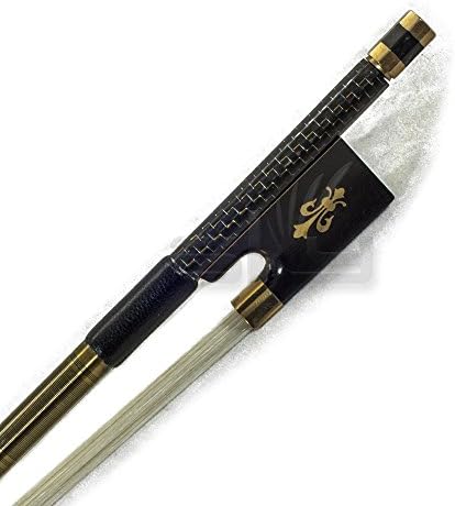 PAITITI 4/4 Violin Bow Gold Inlaid Patterned Carbon Fiber Round Silver Wrap Brass Parts with Fleur De Lys Fully-Line Abalone