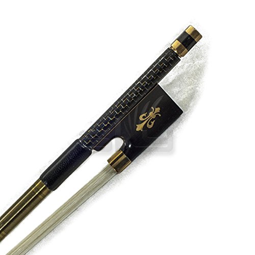 Paititi 4/4 Violin Bow Gold Inlaid Patterned Carbon Fiber Round Silver Wrap Brass Parts With Fleur De Lys Fully-Line Abalone #TOP10