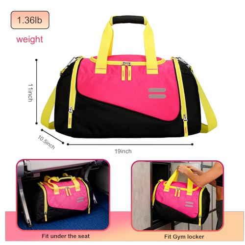 Image of Urbanstand Gym Bag for Men & Women - 30L Duffel Bag with Shoe Compartment, Weekender Water Resistant Sports Duffle Bag for Travel, Fitness & Workouts, Pink Yellow