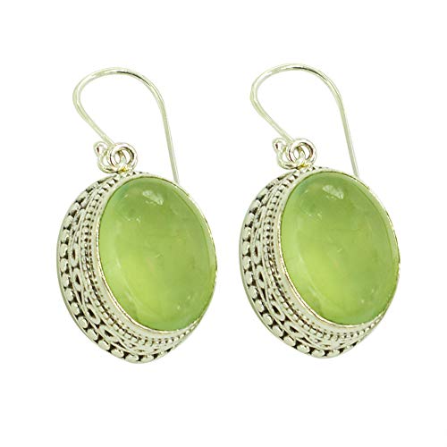 Prehnite verte boucles d'oreilles pendantes pour usage quotidien