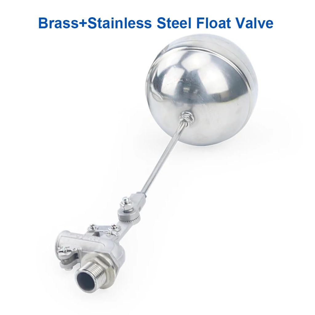 Valvola a galleggiante regolabile in acciaio inossidabile 304 - Valvola a sfera a galleggiante for serbatoio dell'acqua a gomito da 90 gradi for cisterna ed espansione(1/2inch)