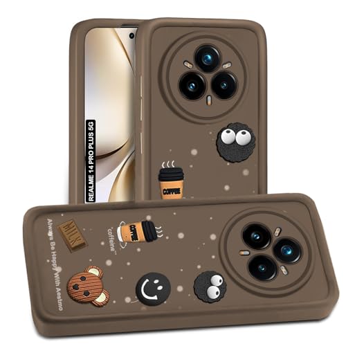 Image of AESTMO Back Case Cover for Realme 14 Pro Plus 5G | Cute Fun Cartoon 3D Ball | Coffee Silicone Case | Full Body Protection | Camera Protection Back Cover for Realme 14 Pro Plus 5G (Brown)