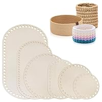 6 Stück Korbboden Zum Häkeln, Holzboden zum Häkeln Korb Flechten Set Gehäkelter Korbboden für DIY Korb Webbedarf Heimdekoration Kunsthandwerk(Ovaler/Rund)
