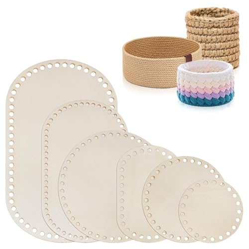 6 piezas de suelo de mimbre para ganchillo, base de madera para ganchillo, juego de trenzas, base de mimbre de ganchillo para manualidades, decoración del hogar, manualidades (ovalada/redonda)