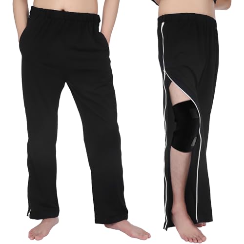 2 Pcs Post Surgery Tearaway Pants for Men Women Unisex 2 Side Zippers off Full Open Lightweight Sweatpants4