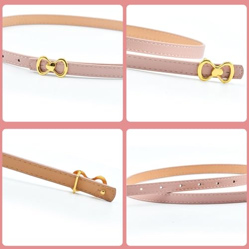 Women Skinny Leather Belts, Ladies Thin Waist Belts with Gold Buckle for Dresses 0.6" Width3