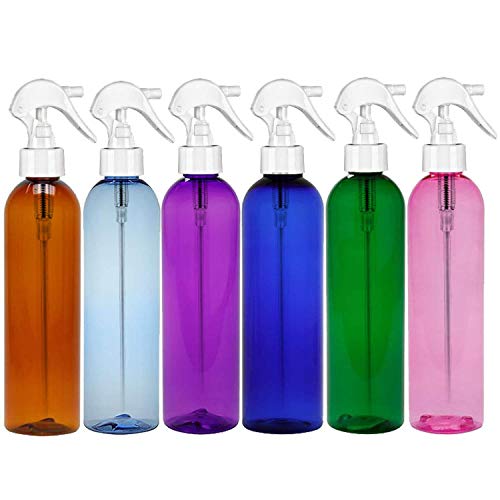 MoYo Natural Labs 8 oz Pride Pack Spray Bottles, Trigger Sprayer Empty Travel Containers, BPA Free PET Plastic for Essential Oils and Liquids/Cosmetics (6 pack, Multi Color)