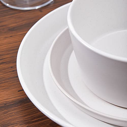 Boboym Dinnerware Set,12 Piece Stoneware Dinnerware Set For 4, Kitchen Plates And Bowls Set,White Dinner Set,Small Dot #TOP4