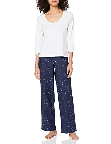 Iris & Lilly Damen Schlafanzug-Set Flanell mit kurzen Ärmeln, Marineblau...