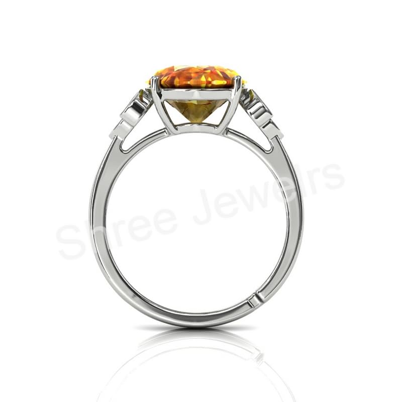 Anillo de zafiro amarillo natural Pukhraj ovalado y plata esterlina 925 4