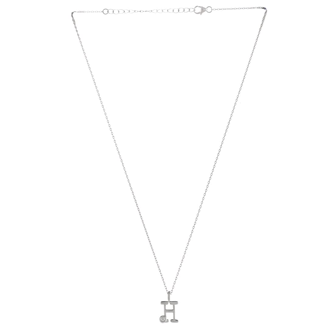Alphabet H Round Cut CZ Pendant-image-11