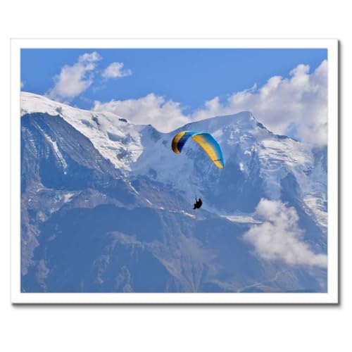 Poster Saut en parachute 50x40 cm avec cadre noir - Décoration murale design H10322M