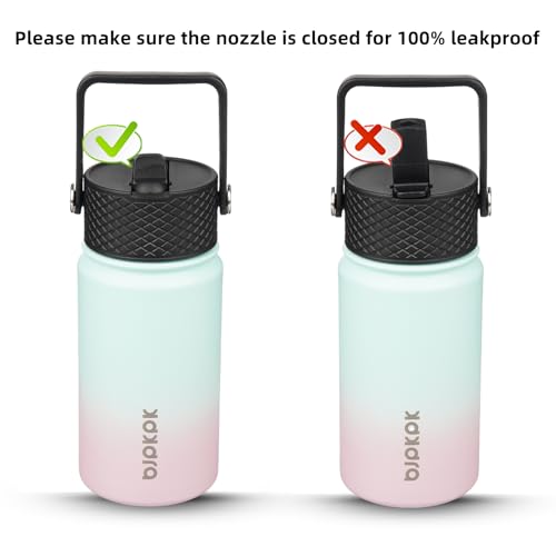 Image of BJPKPK Insulated Water Bottle, 15oz Stainless Steel with Straw Lid