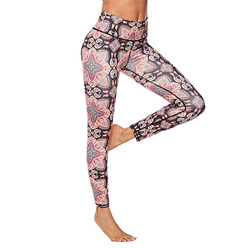 LUCKME Leggings de Yoga para Mujeres, impresión Digital de Alta Cintura Pilates Deportes Mallas Estiramiento Barriga Control Pantalones para Entrenamiento de Correr Gimnasio Barre o Ropa Diaria,L