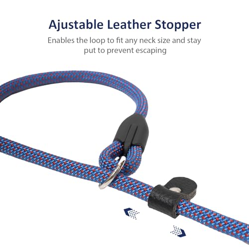 WePet Dog Training Slip Leash, No Pull, Durable Reflective Lead, Puppy Heavy Duty Loop Rope, Comfortable Handle, 5 ft, 3/8 inch, diam. Blue/Red WePet Dog Training Slip Leash, No Pull, Durable Reflective Lead, Puppy Heavy Duty Loop Rope, Comfortable Handle, 5 ft, 3/8 inch, diam. Blue/Red