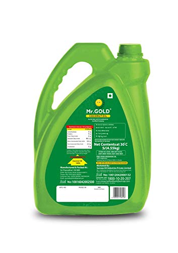 Image of MR. GOLD Coconut Oil Can, 5 L | Pure | Natural | No preservatives | No artifical fragrances | Coconut oil | pure aroma - Total 5L