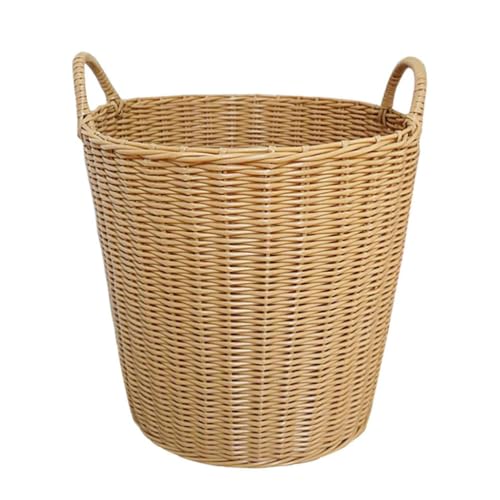 BESTOYARD 1Pc Plastic Woven Laundry Basket, Portable, Foldable, Imitation Rattan, Large Capacity, Ideal for Minimal Spaces