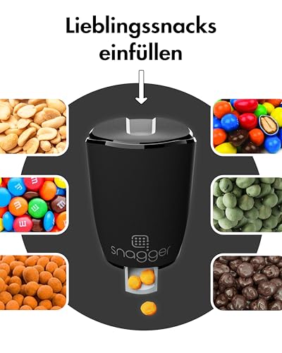 snagger - Der Snackspender // saubere Hände beim Snacken // geeignet für Erdnüsse, NicNacs, UVM // Männer Geschenke, Gamer / Made in Germany (schwarz-grau)