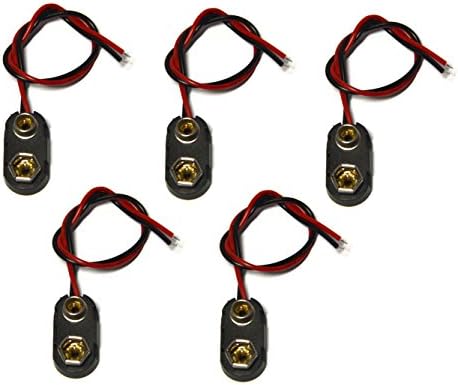 LAMPVPATH (Pack of 5) I-Type 9V Battery Connector, 9 Volt Battery Clip, 9V Battery Clip Connector with Wire and Hard Buckle Plastic Housing