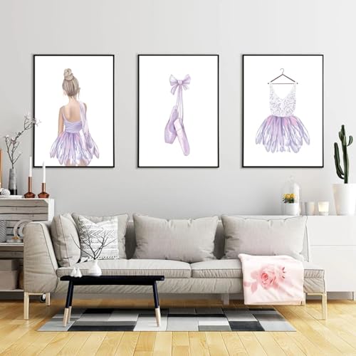 Impression d art style violet haut de gamme affiches ballerine de danse triptyque grand format