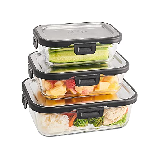 Lot De 3 Boîtes Alimentaires Inox Avec Couvercle | 25x20x5 Cm | Lavables Lave-Vaisselle | Micro-Ondes Safe