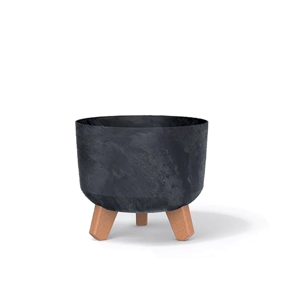 URBNLIVING Round Concrete Look Planter Flower Pot Indoor Outdoor Garden Decor With Legs