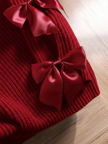 Image of SHENHE Women's Plus Size Sweaters Bow Cutout Crewneck Long Raglan Sleeve Knit Tops Chunky Sweaters