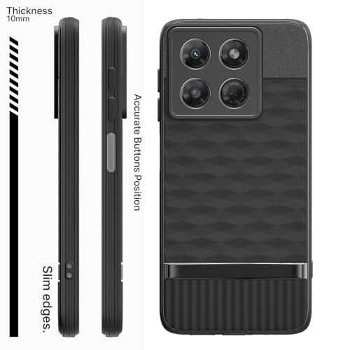 Image of Pikkme Back Cover for Motorola Moto G37 5G Camera Protection 3D Hexa Cube Design Silicone Protective Bumper Case (Black)