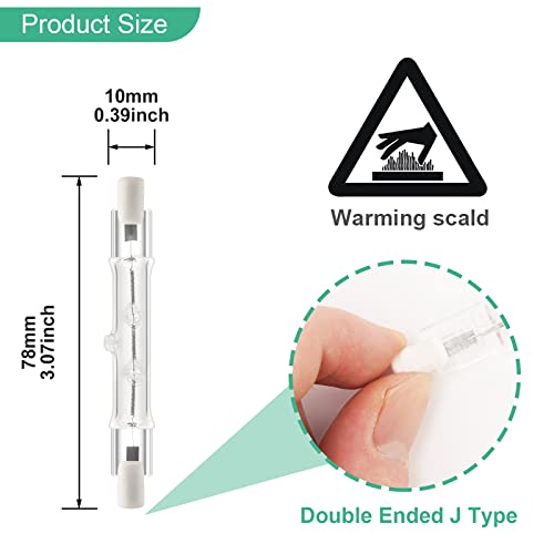Jaenmsa R7S Bulbs, 5 Pack Halogen Bulbs R7S T3 78mm 150W 120V J Type 120 Volt Halogen Light Bulb with Long Lifespan, 3 inch Long Double Ended Light Bulb for Work, Security,Landscape Lights, Dimmable