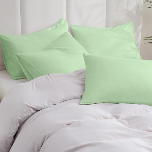 ZPECC Pillow Cases Queen Size Set of 12, 20x30 Envelope Closure Pillowcases, Soft Plain Brushed Microfiber Covers Hypoallergenic Breathable, Sage Green