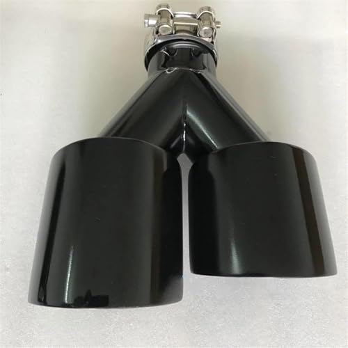 Tuyaux d'échappement voiture universel double en inox noir brillant 54mm-89mm