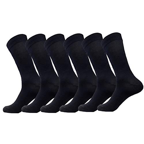 MENS BLACK OR COLOR MIX DRESS SOCKS COTTON BLEND 6 PAIRS FORMAL/SUIT/CASUAL OR UNIFORM SOCKS 10-134